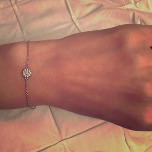 Silver Delicate Bracelet with Studded Circle